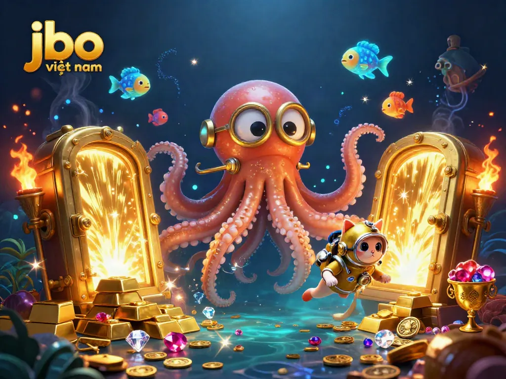 Engage in thrilling adventures with jbo việt nam featuring a giant kraken and diving explorer!