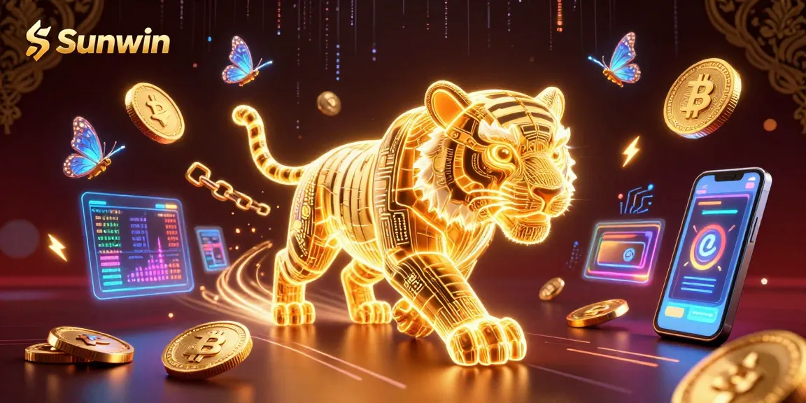 Experience thrilling gaming with Sunwin's vibrant casino atmosphere featuring a golden tiger.