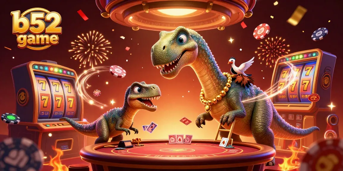 Experience the vibrant b52 game action in a casino, with a playful scene full of festive elements.