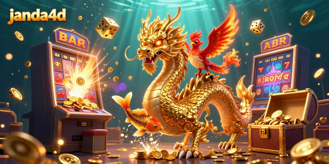 Slot online janda4d menawarkan pengalaman bermain yang mendebarkan dengan simbol keberuntungan dalam ilustrasi 3D.