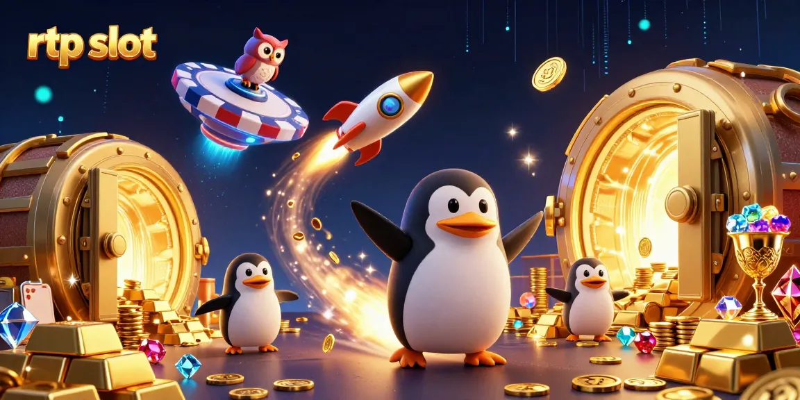 Play thrilling rtp slot games with vibrant visuals of penguins and golden treasures.