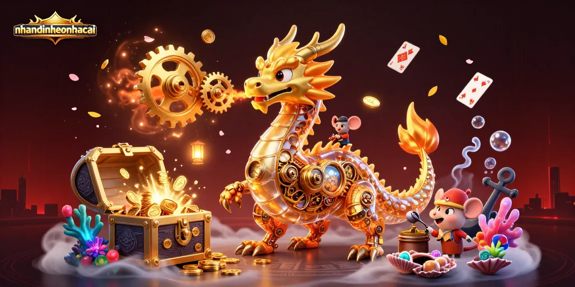 Engage with nhandinhkeonhacai's mesmerizing showcase of gaming elements amidst vibrant treasures.