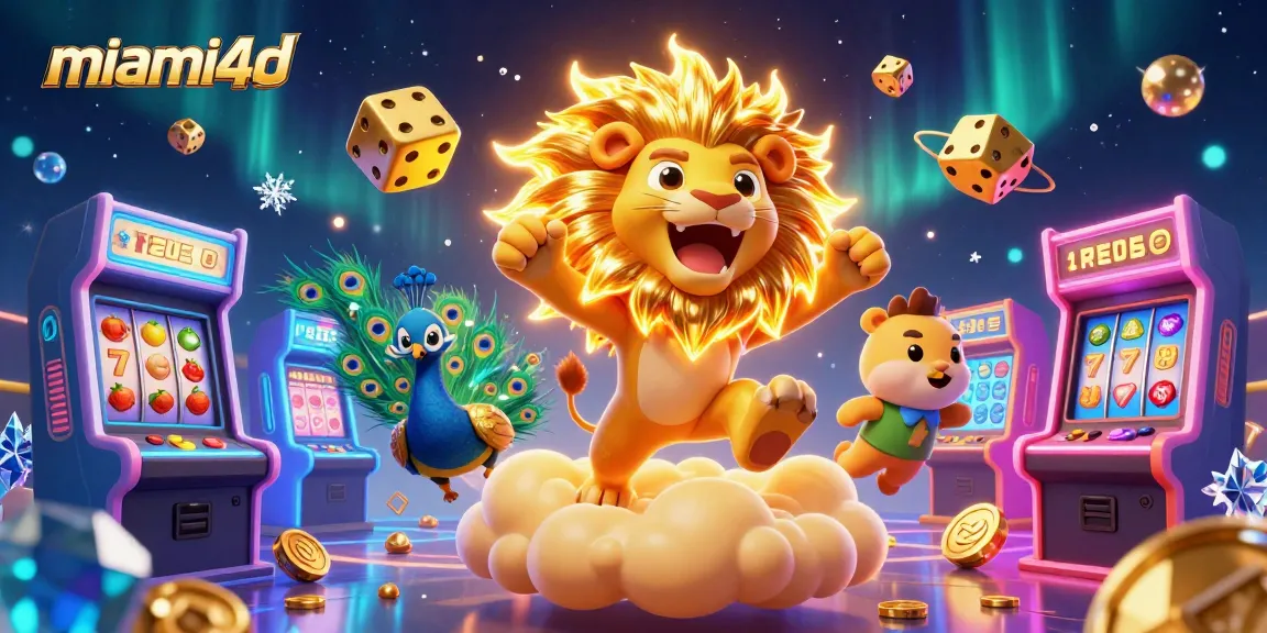 Experience the excitement of miami4d with vibrant slot games and golden casino elements.