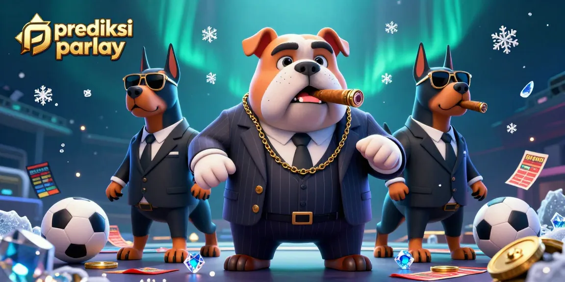 Place winning bets with prediksi parlay advice in a vibrant sports betting illustration showcasing a mafia boss and bodyguards.