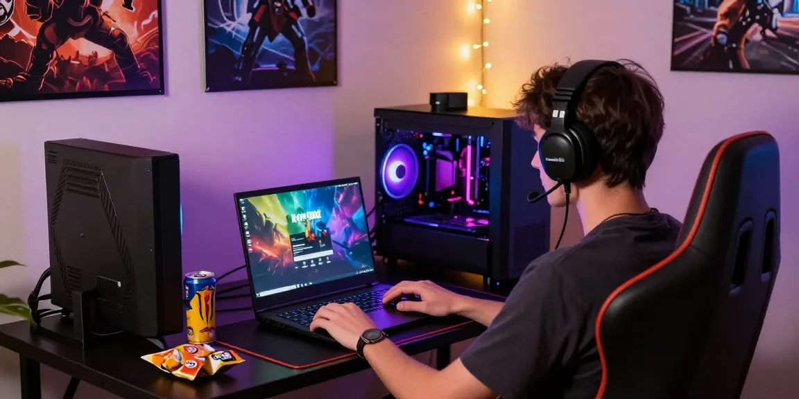 Raja Game login screen on a gaming laptop in a cozy setup