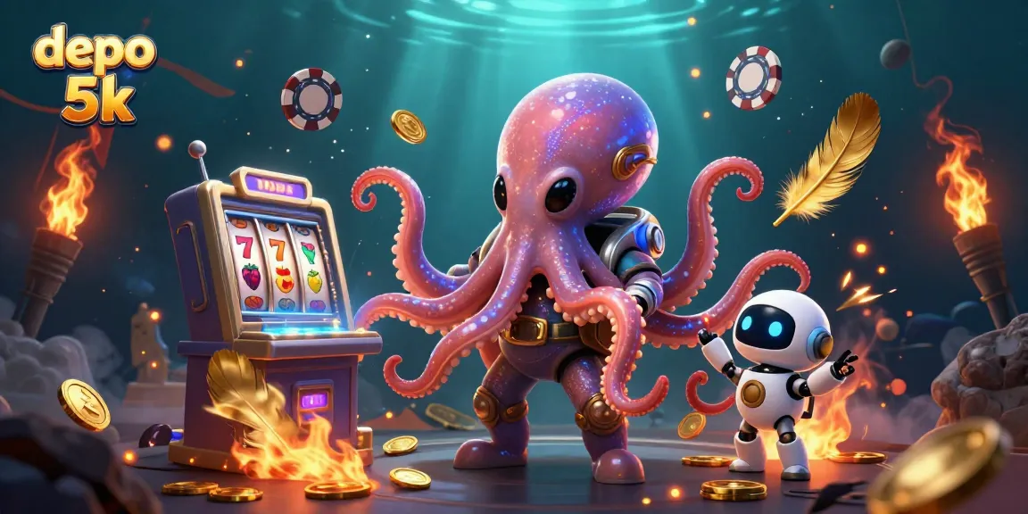 Permainan slot depo 5k menampilkan karakter alien dan robot dalam aksi slot menarik.