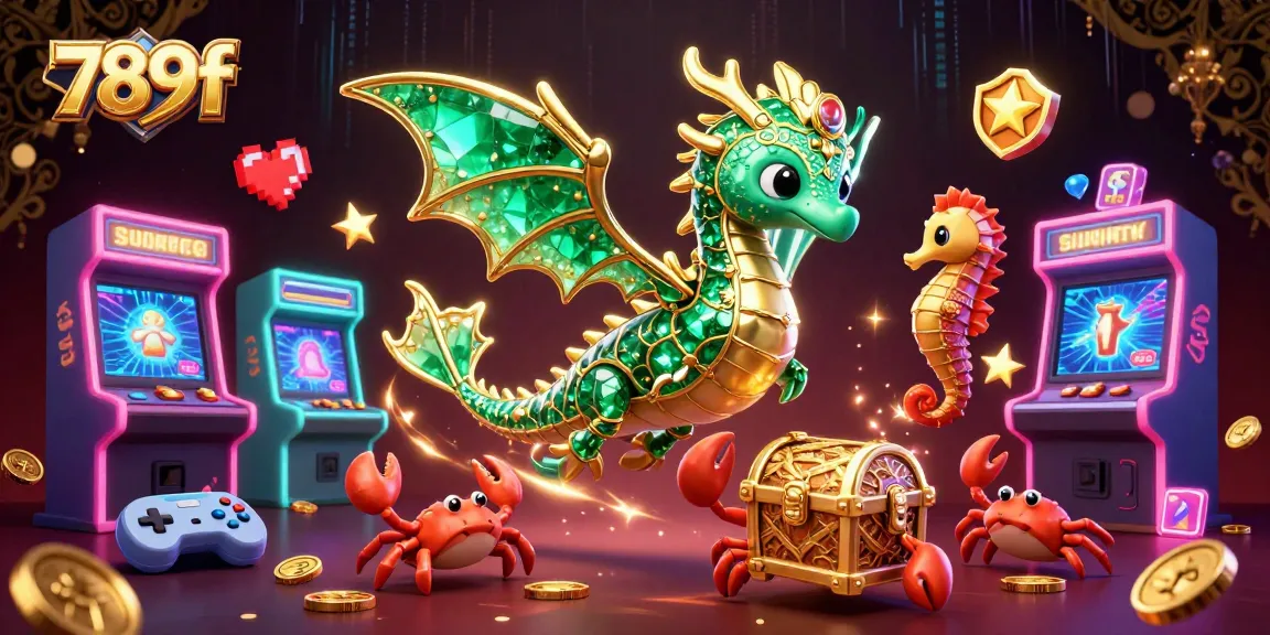 Join the vibrant world of 789f casino games with emerald dragon, seahorse guards, and treasure!