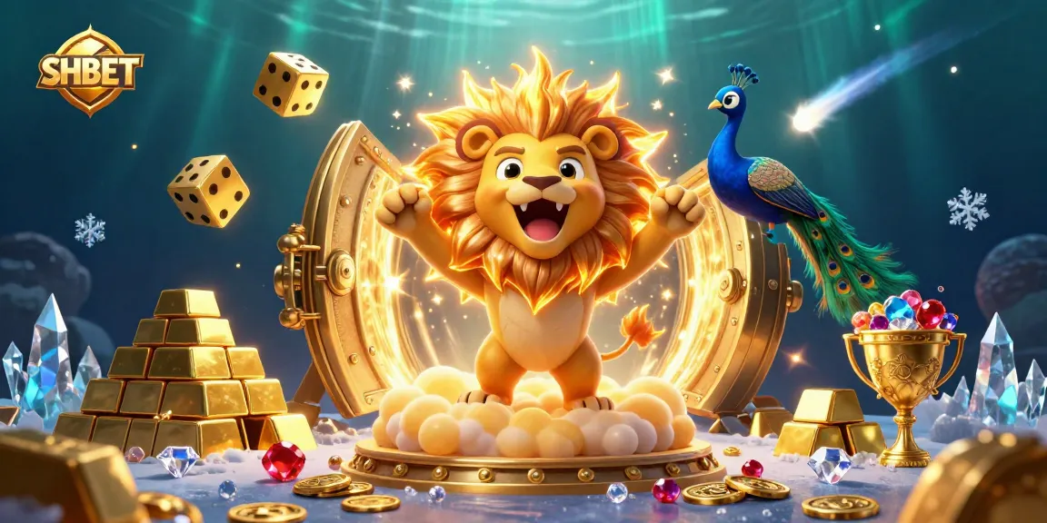 Engage with SHBET's thrilling universe of online gaming, featuring a majestic lion and vibrant casino elements.