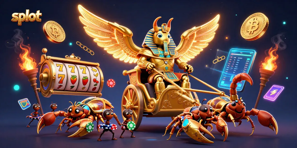Slot mesin berputar dan simbol keberuntungan dalam ilustrasi 3D yang memukau.
