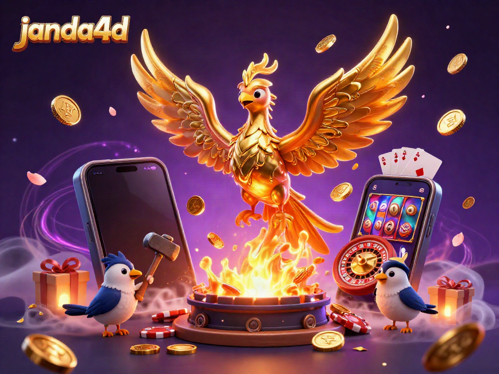 Mainkan slot online di janda4d dan saksikan phoenix emas melepaskan koin.