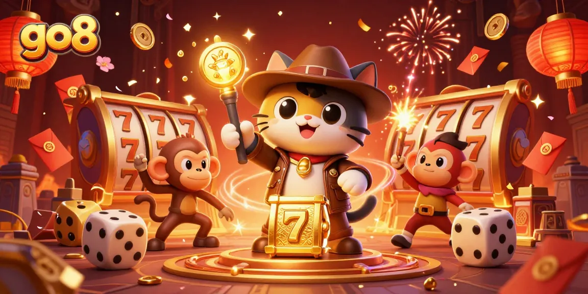 Experience excitement at go8 with a 3D cartoon cat explorer and lucky gaming elements.