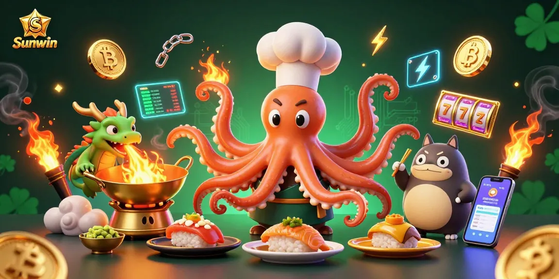 Engage in thrilling casino action at Sunwin with vibrant characters and gaming elements.