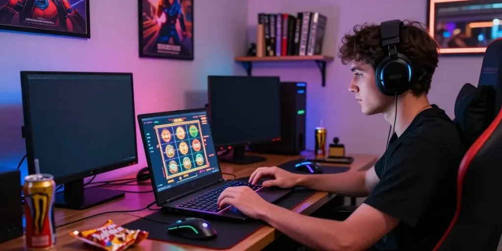 Engaging online gaming scene showcasing king999 slot games and accessories for an immersive experience.