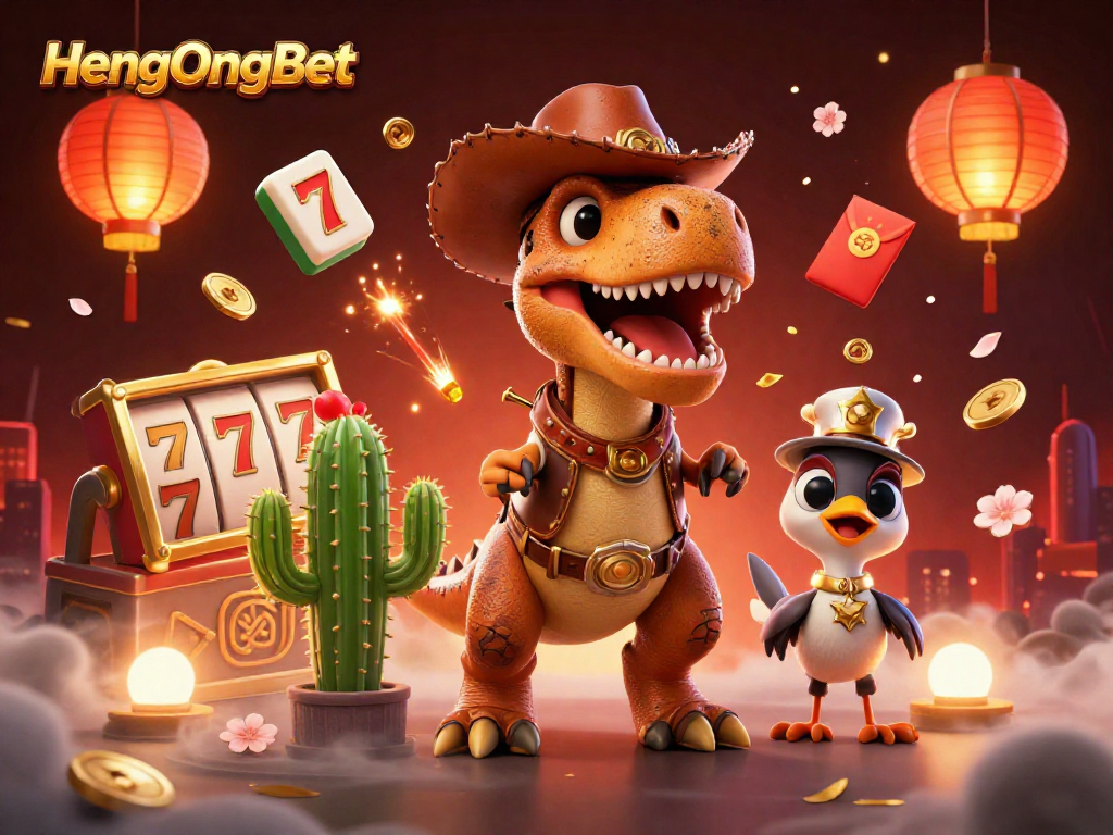Experience winning spins at HengOngBet with vibrant 3D casino illustration art.