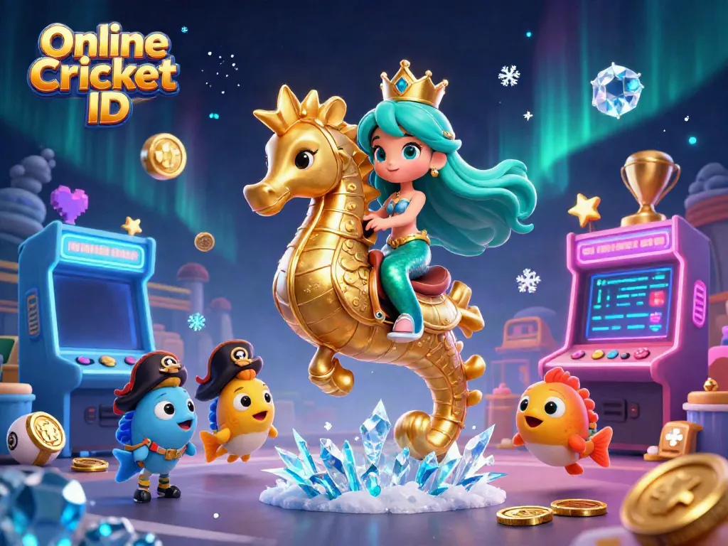 Experience the thrill of cricket betting with a vibrant Online Cricket ID illustration featuring dynamic game elements.