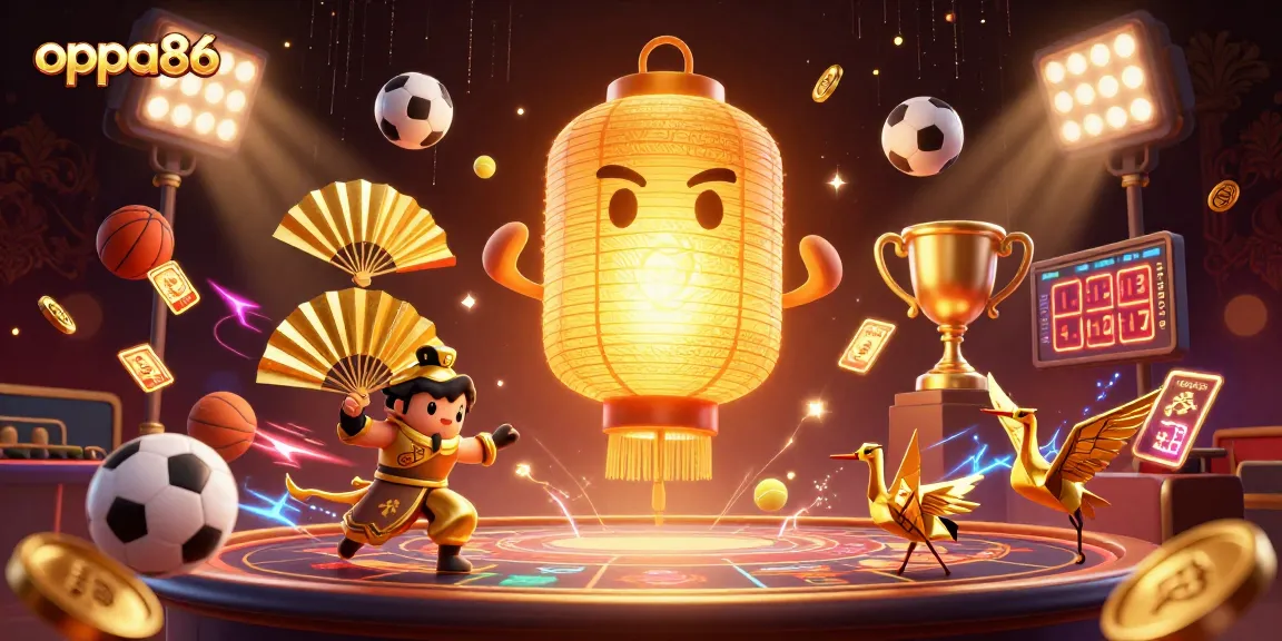 oppa86 showcases dynamic sports betting action with golden lantern spirit illuminating the casino