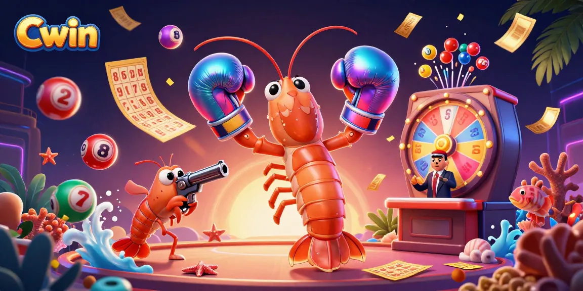 Cwin and friends engage in an exciting casino showdown filled with lottery action and colorful elements.