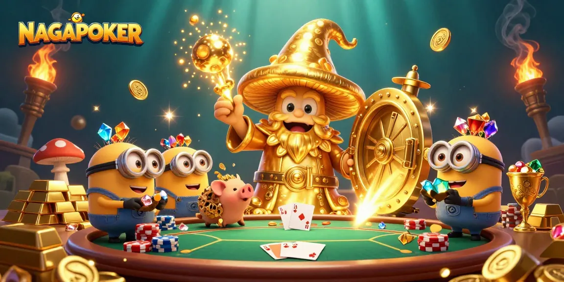 Engage in thrilling poker action with NAGAPOKER's magical golden world of winnings.