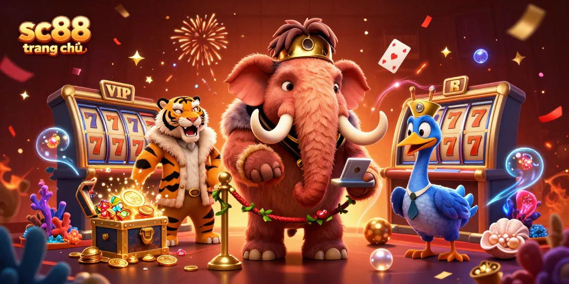 Experience excitement at sc88 trang chủ with a lively casino scene featuring vibrant characters and gaming elements.