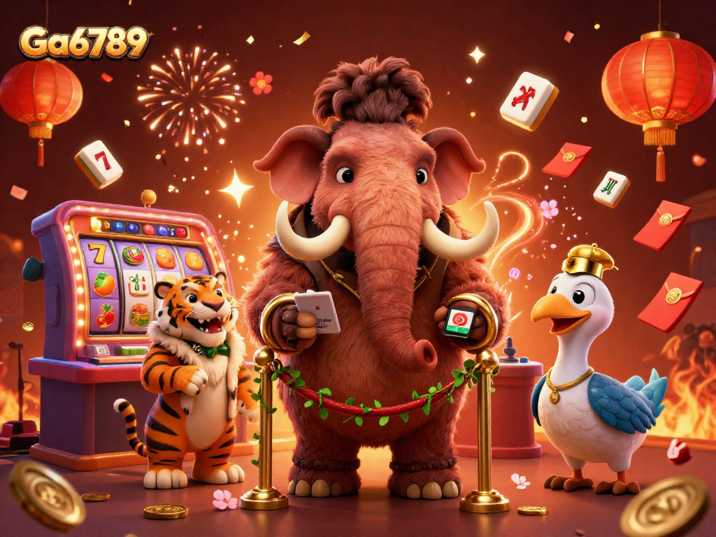 Engage in thrilling slots at Ga6789 with vibrant characters and dynamic casino elements.