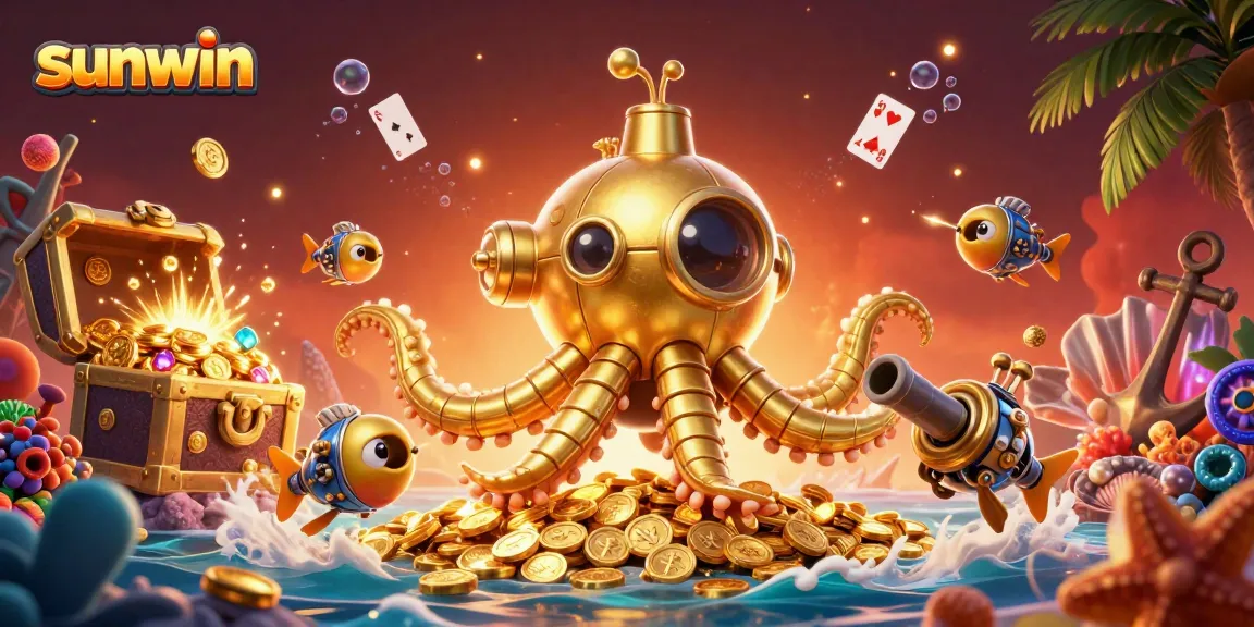 Play exciting games with sunwin in this rich 3D digital underwater casino scene.
