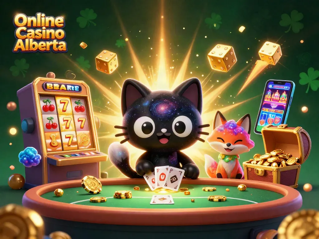 Engage in thrilling games at Online Casino Alberta, featuring captivating animations of cosmic elements.