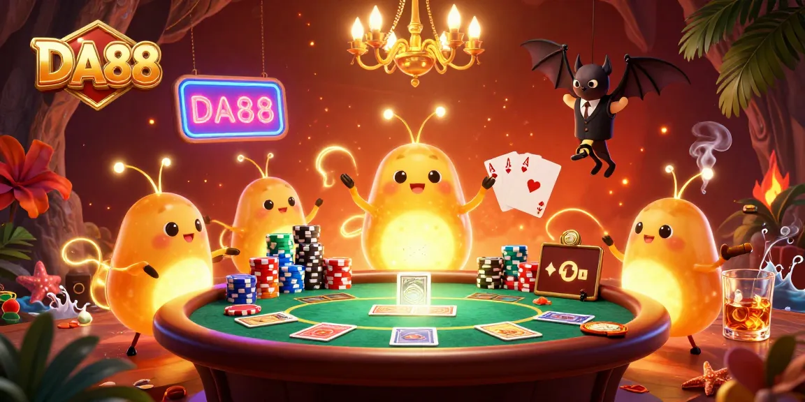 Experience immersive gambling at DA88 with vibrant glowworms in a lively casino.