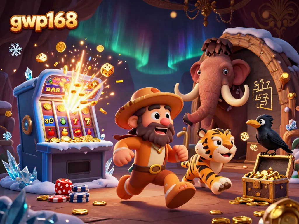 Menangkan jackpot dengan gwp168 dalam ilustrasi kasino prasejarah yang kaya warna.