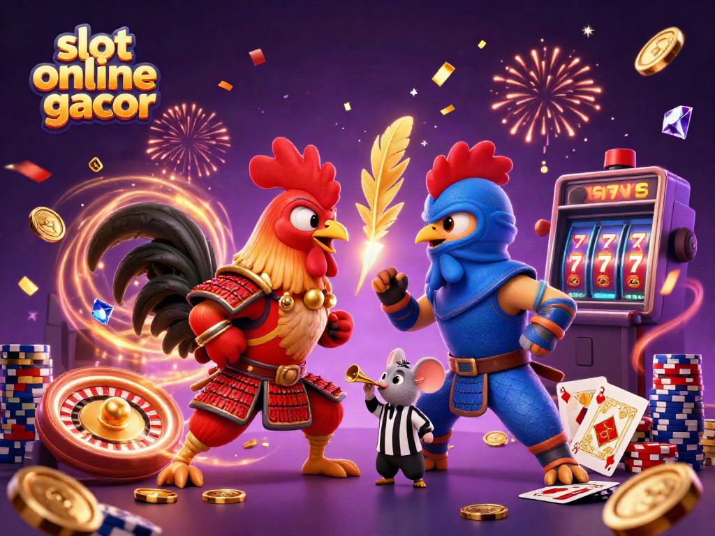Memutar gulungan slot dengan keberuntungan slot online gacor menunjukkan simbol yang menarik dan gemerlap.