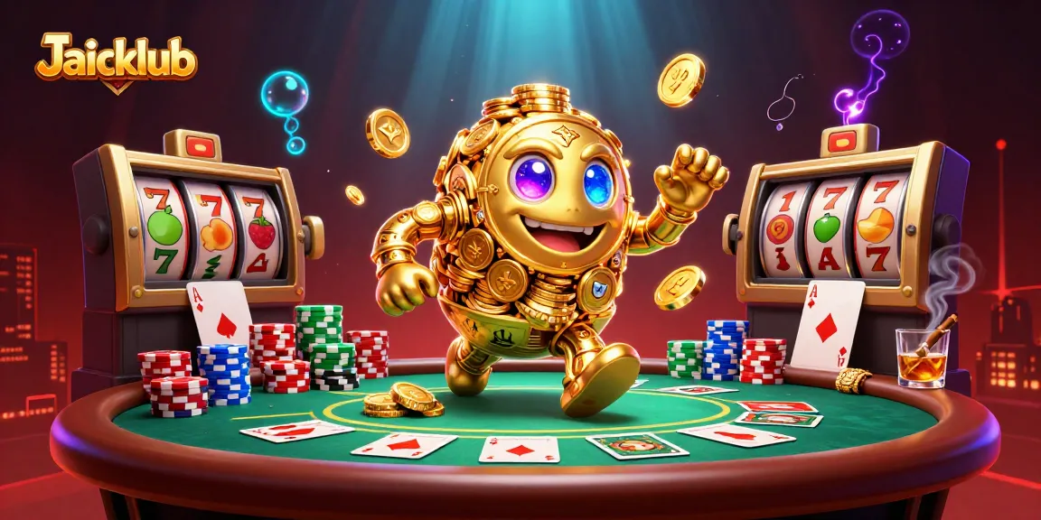 Engage with thrilling games on Jaiclub as a golden golem and poker elements combine for a vibrant casino experience.