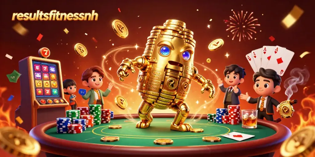 Hasil fitnessnh menampilkan simbol slot dan kasino di atas golem emas yang berputar