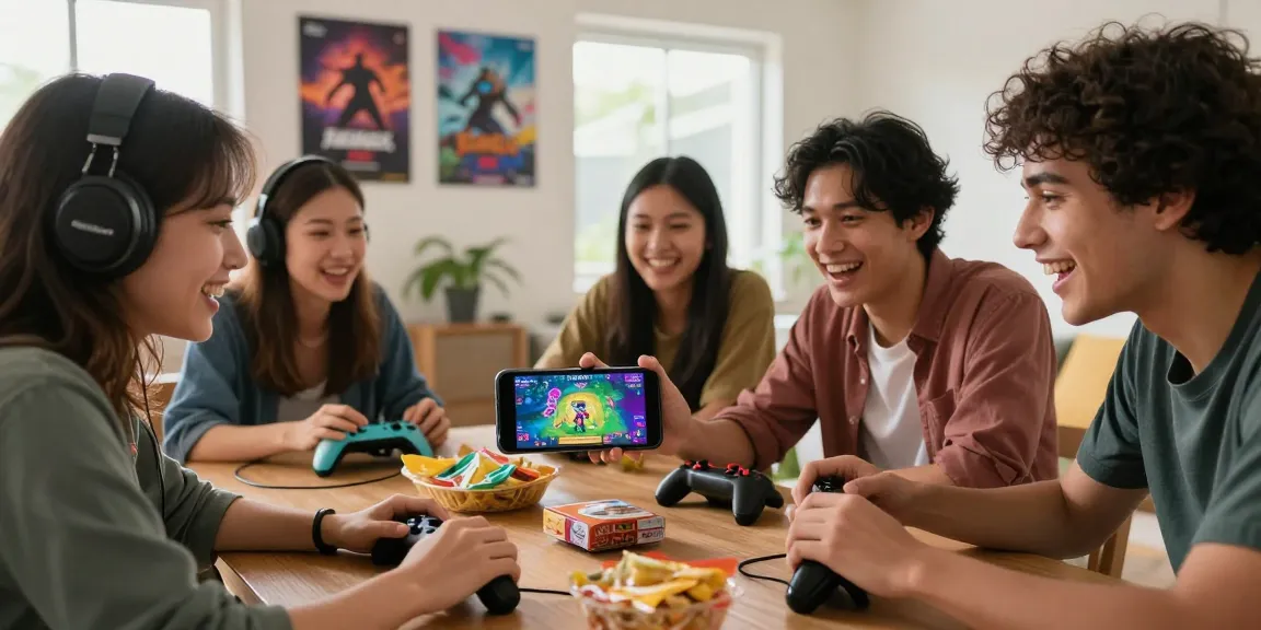 Tiranga Game platform showcasing friends playing colourful games on a smartphone in a cozy living room.