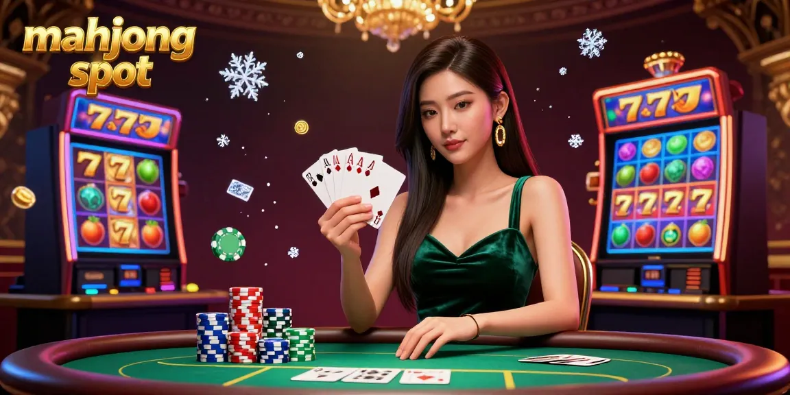 Play the innovative mahjong slot amid vibrant reels and exciting casino atmosphere.