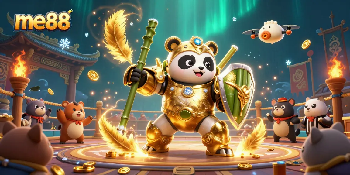 me88 casino scene with a golden panda and dynamic betting elements showcasing excitement.