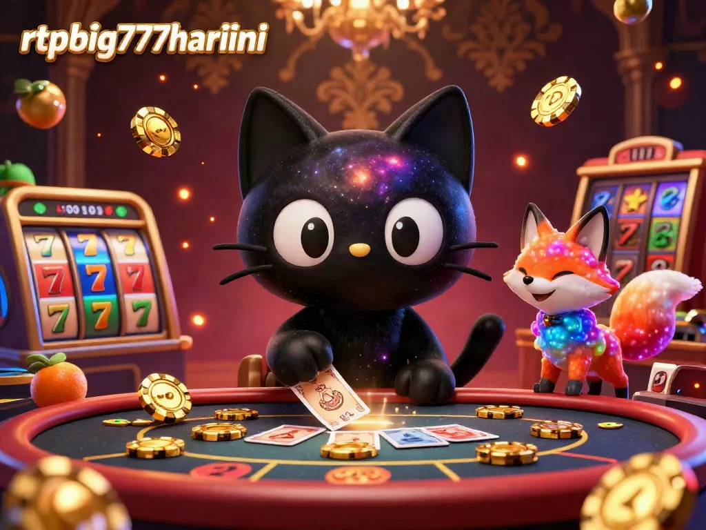 Watch the cosmic black hole cat and nebula fox engage in the exciting casino scene at rtpbig777hariini.