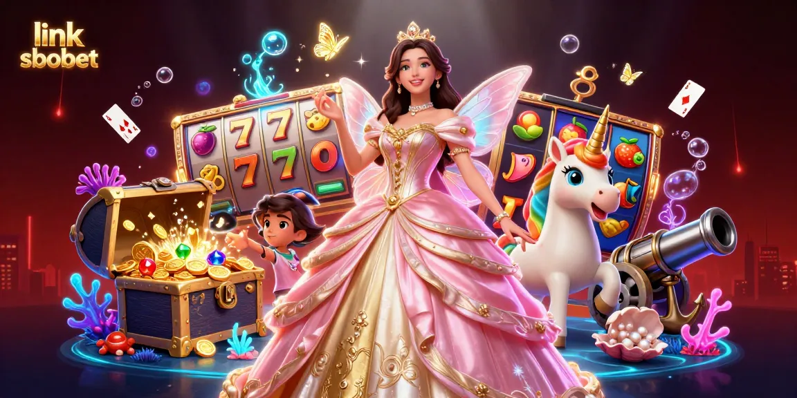 Play exciting casino games with link sbobet amid vibrant motifs of slots and fantasy elements.