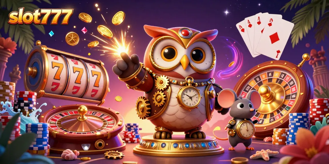 Engage with exciting slot777 games featuring glittering coins and vibrant characters in a lively casino scene.