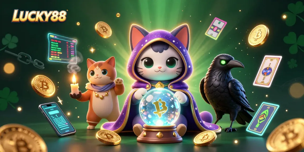 LUCKY88 inspires gamblers with vibrant 3D illustration showcasing a mystic cat and fortune elements.