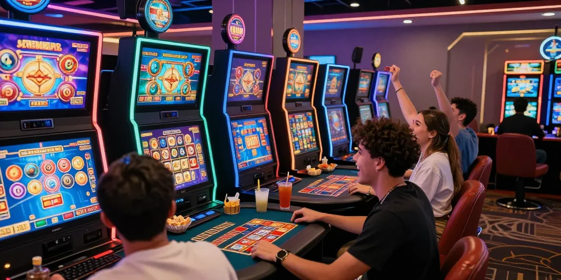 Exciting gaming experience at LUCK8 online casino with diverse players enjoying immersive digital slot machines.