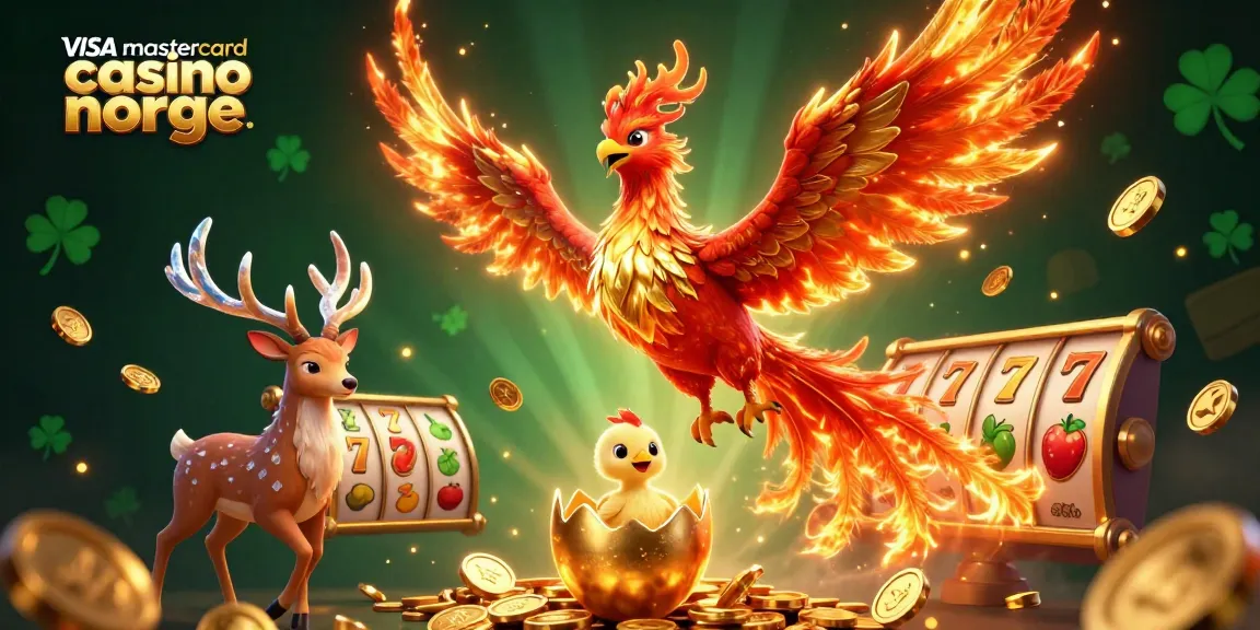 Spill og vinn med Visa Mastercard Casino Norge - En fargerik 3D-kunstscene med magiske skikkelser og spillerelementer.