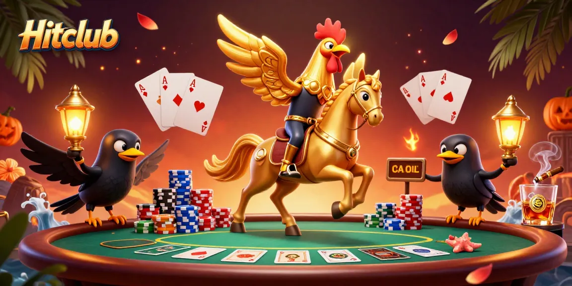 Hitclub brings players to a vibrant casino journey with a golden rooster and spooky companions.