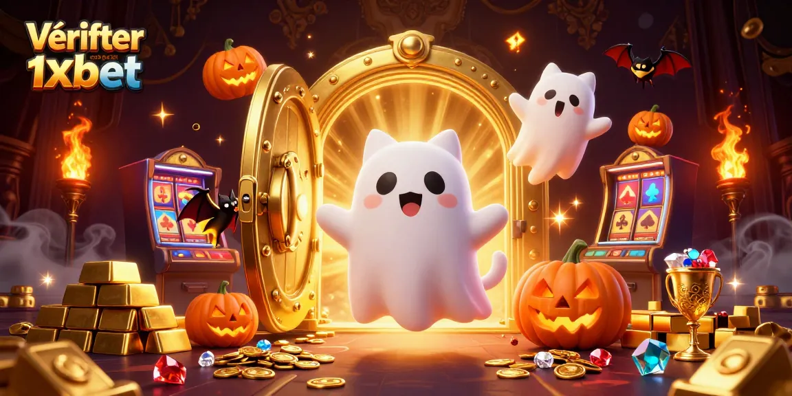 Vérifier coupon 1xbet efficacement avec un chat fantôme et une chauve-souris dans un casino animé.