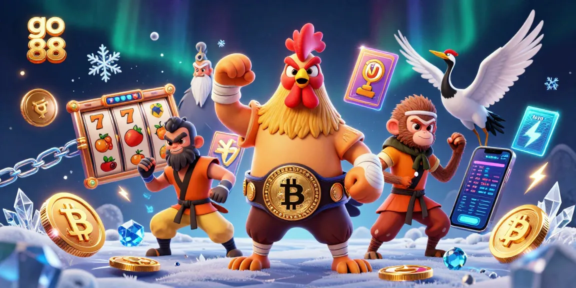 Experience the thrill of go 88 with a dynamic casino scene featuring exciting game symbols and characters.