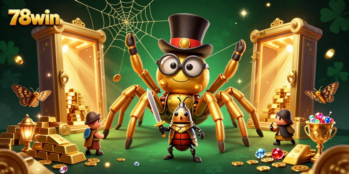 Experience thrilling excitement with 78win featuring a dynamic casino scene with treasures and characters.