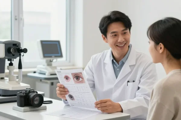 Consultation at SNU Eye Clinic focusing on eye care treatment options, highlighting advanced technology and personalized care.
