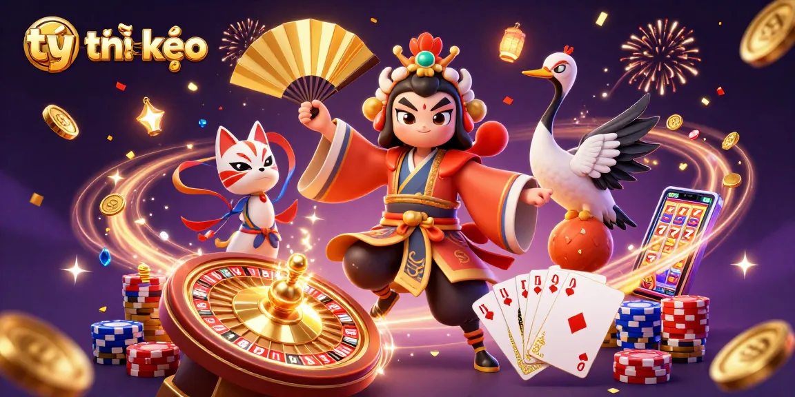 Experience thrilling tỷ lệ kèo with dynamic casino elements in a vibrant, colorful 3D scene.