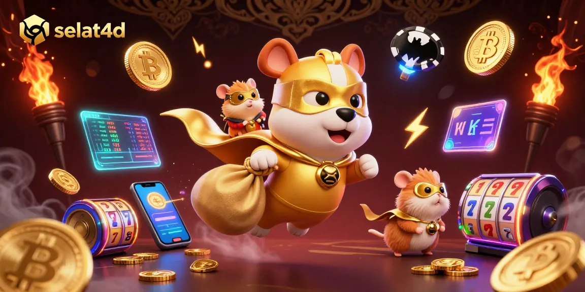 Experience the thrill of selat4d with a superhero dog and hamster in a vibrant casino world.