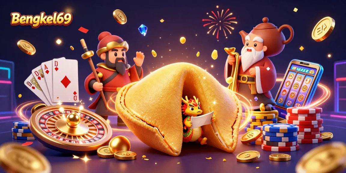 Bengkel69 offers thrilling gaming action with a 3D illustration showcasing golden coins and vibrant slot elements.