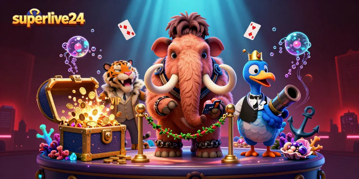 Experience the thrill of superlive24 as a woolly mammoth checks IDs at a vibrant casino.