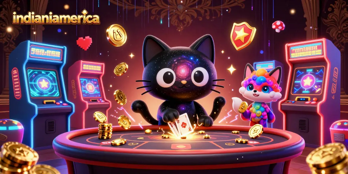 Experience excitement at indianiamerica's cosmic casino with playful characters and vibrant gaming details.